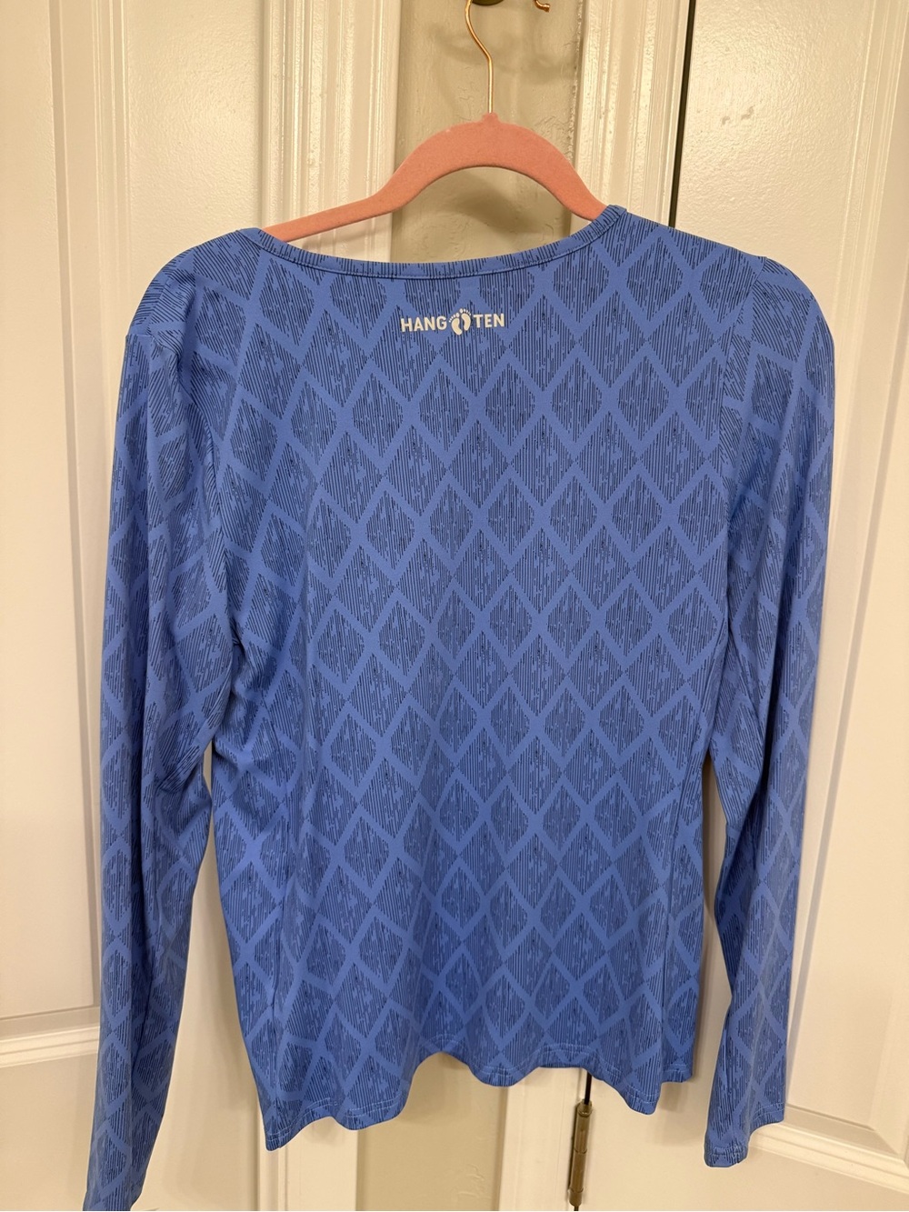 Hang Ten Blue Diamond-Pattern Long Sleeve Top